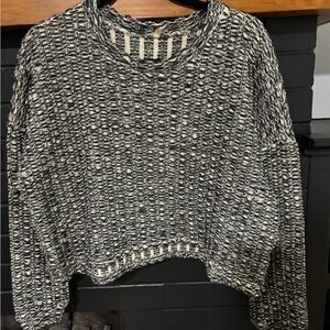 Lanston Blue and White Cropped Sweater - Size M